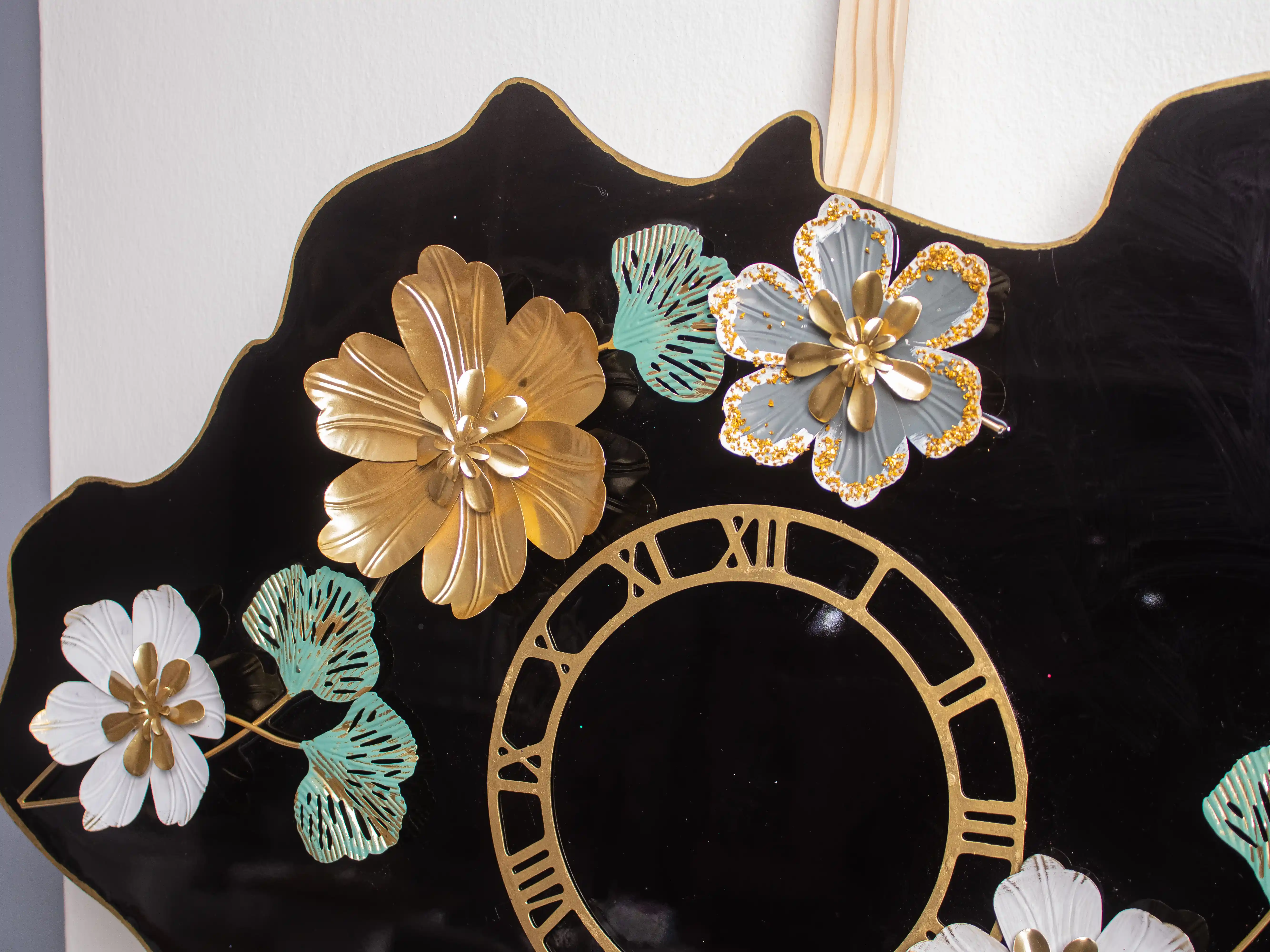 Black & Gold Floral Clock