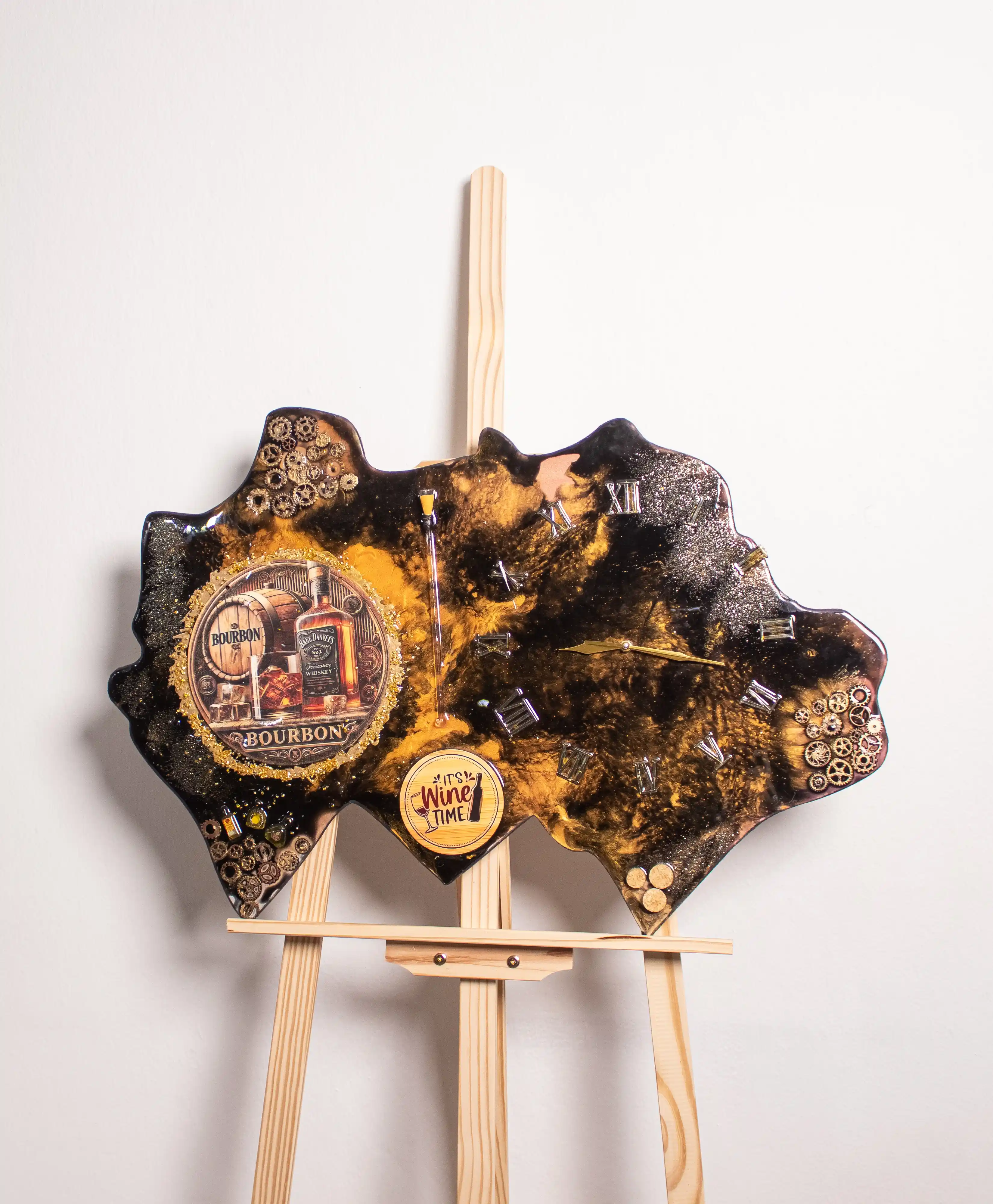 Bourbon & Time Resin Clock