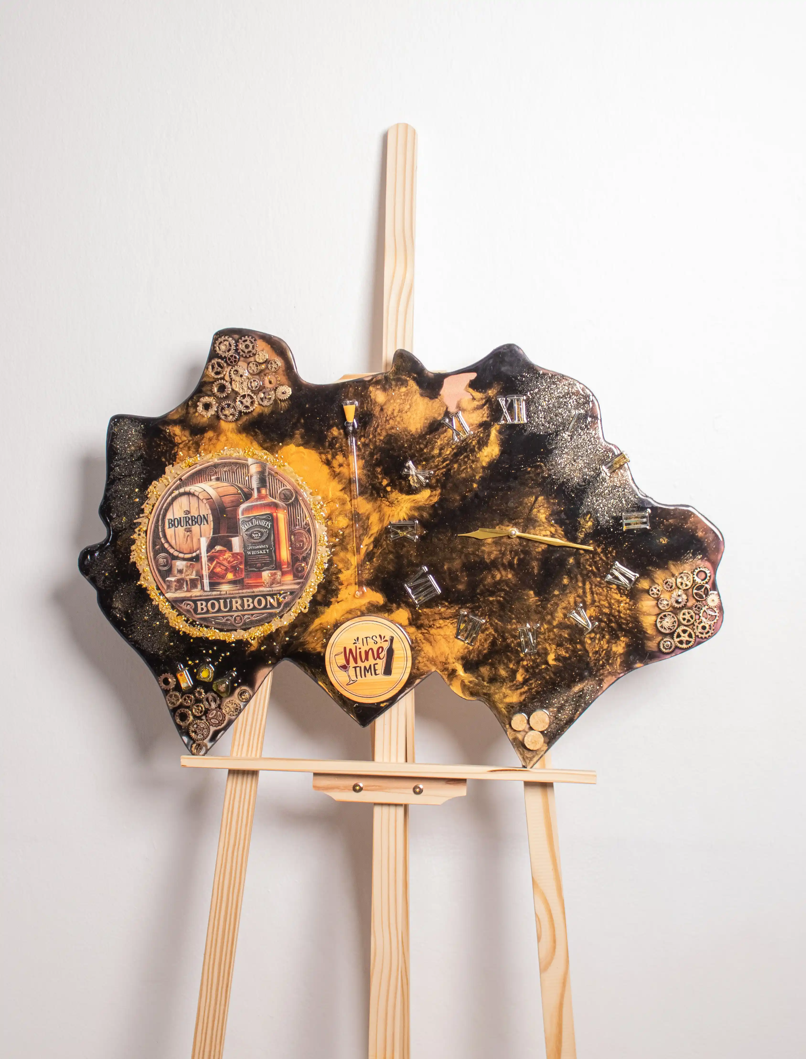 Bourbon & Time Resin Clock