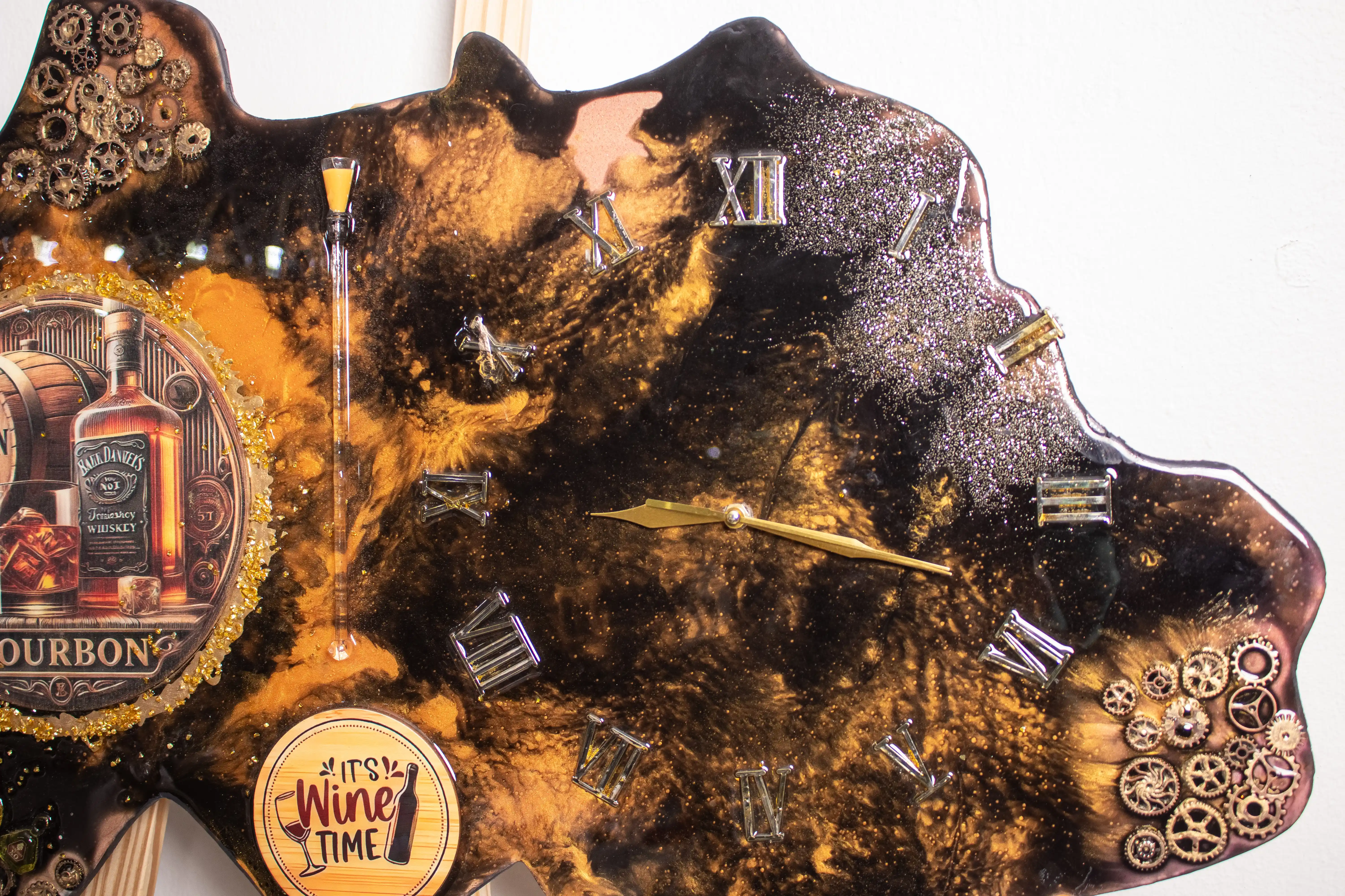 Bourbon & Time Resin Clock