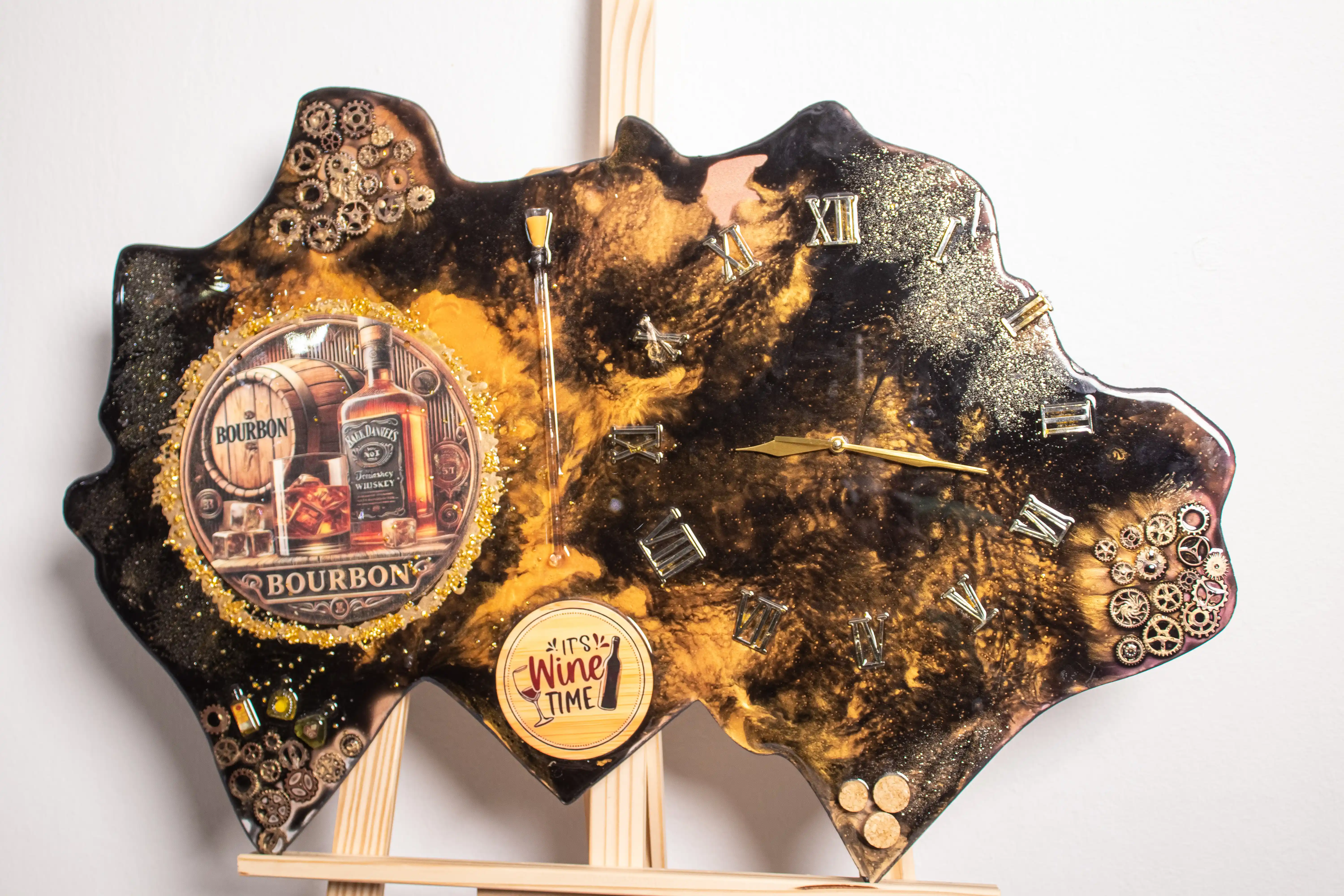 Bourbon & Time Resin Clock