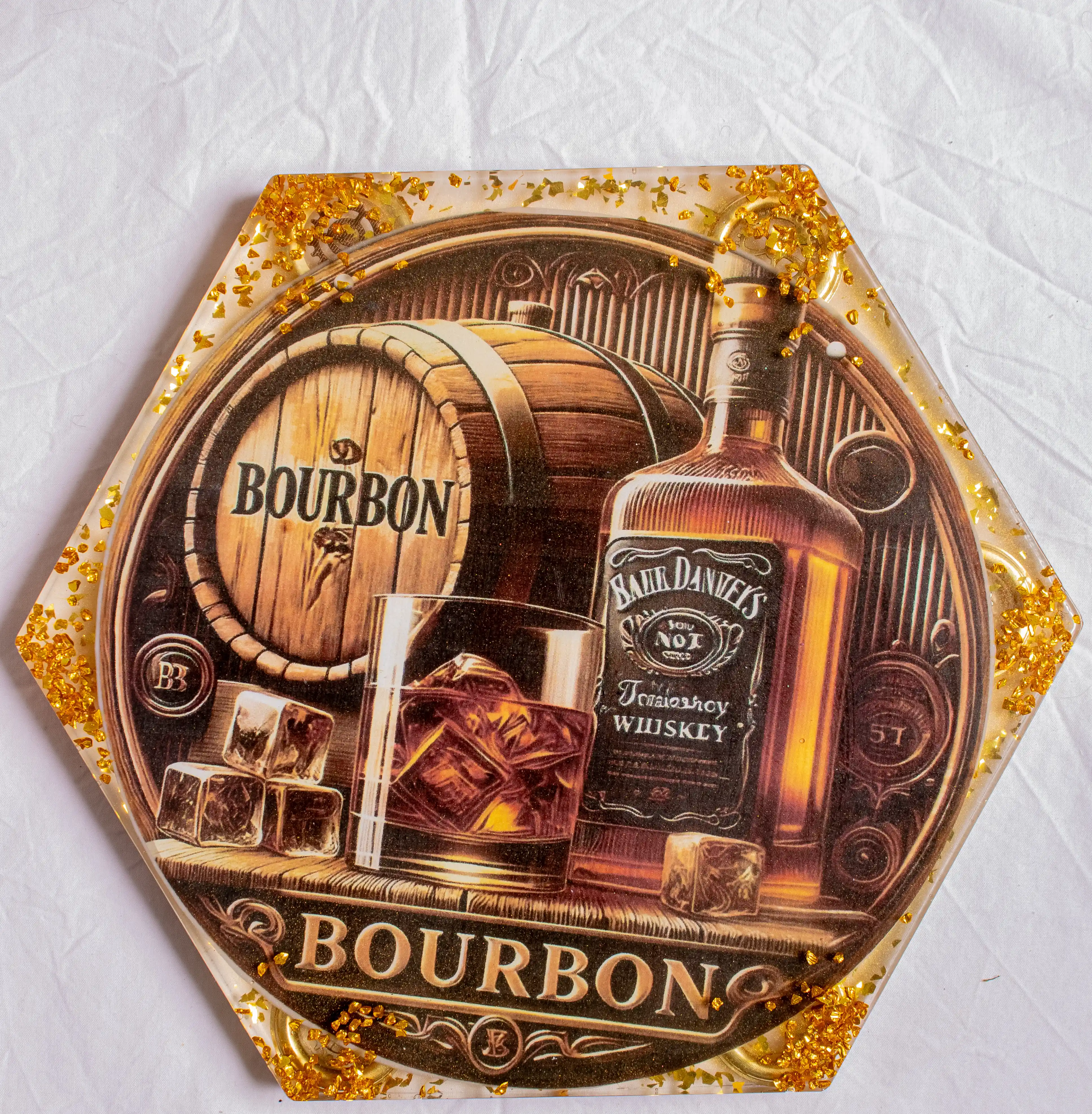 Bourbon Hexagon Resin Wall Art