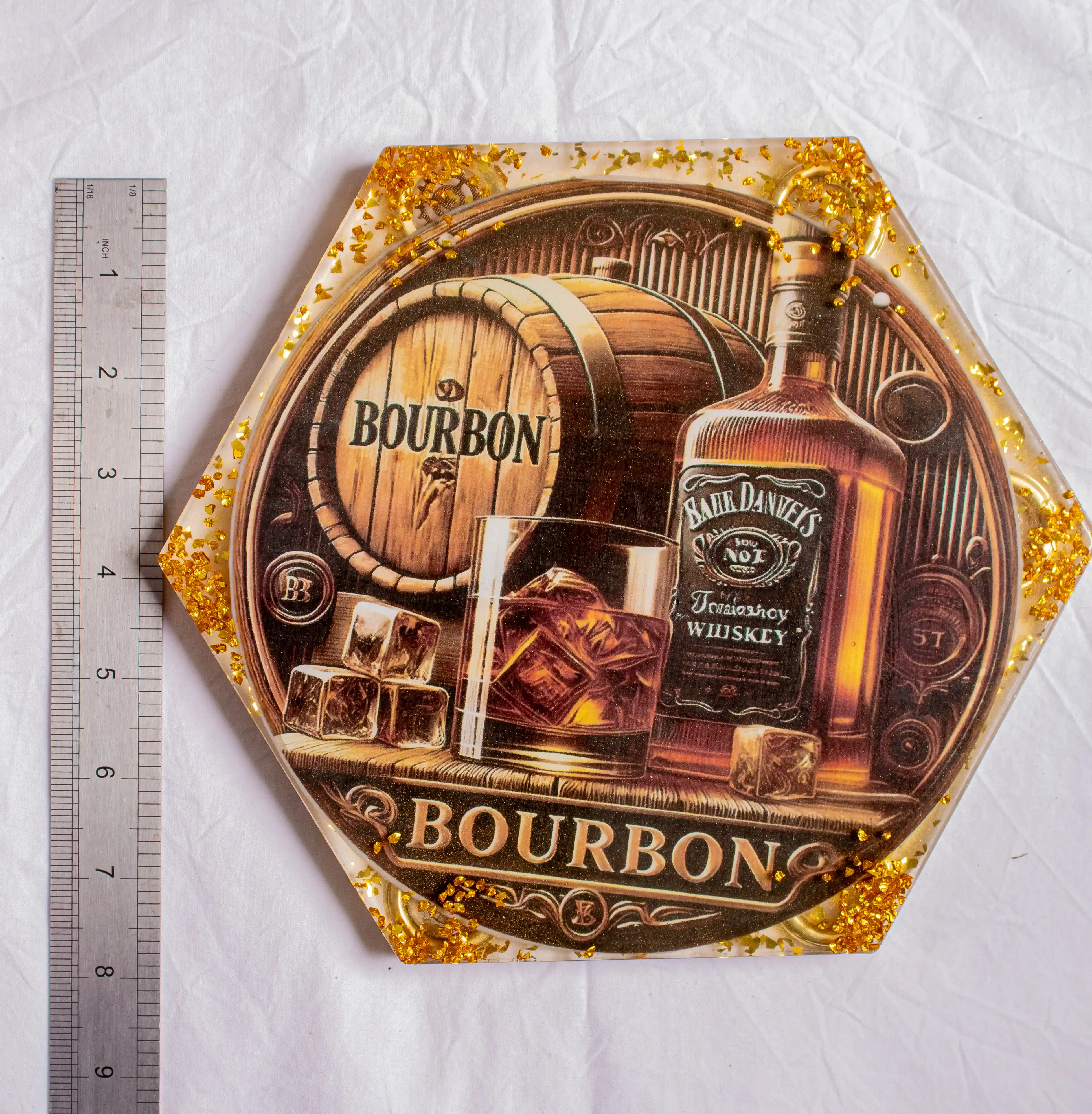 Bourbon Hexagon Resin Wall Art