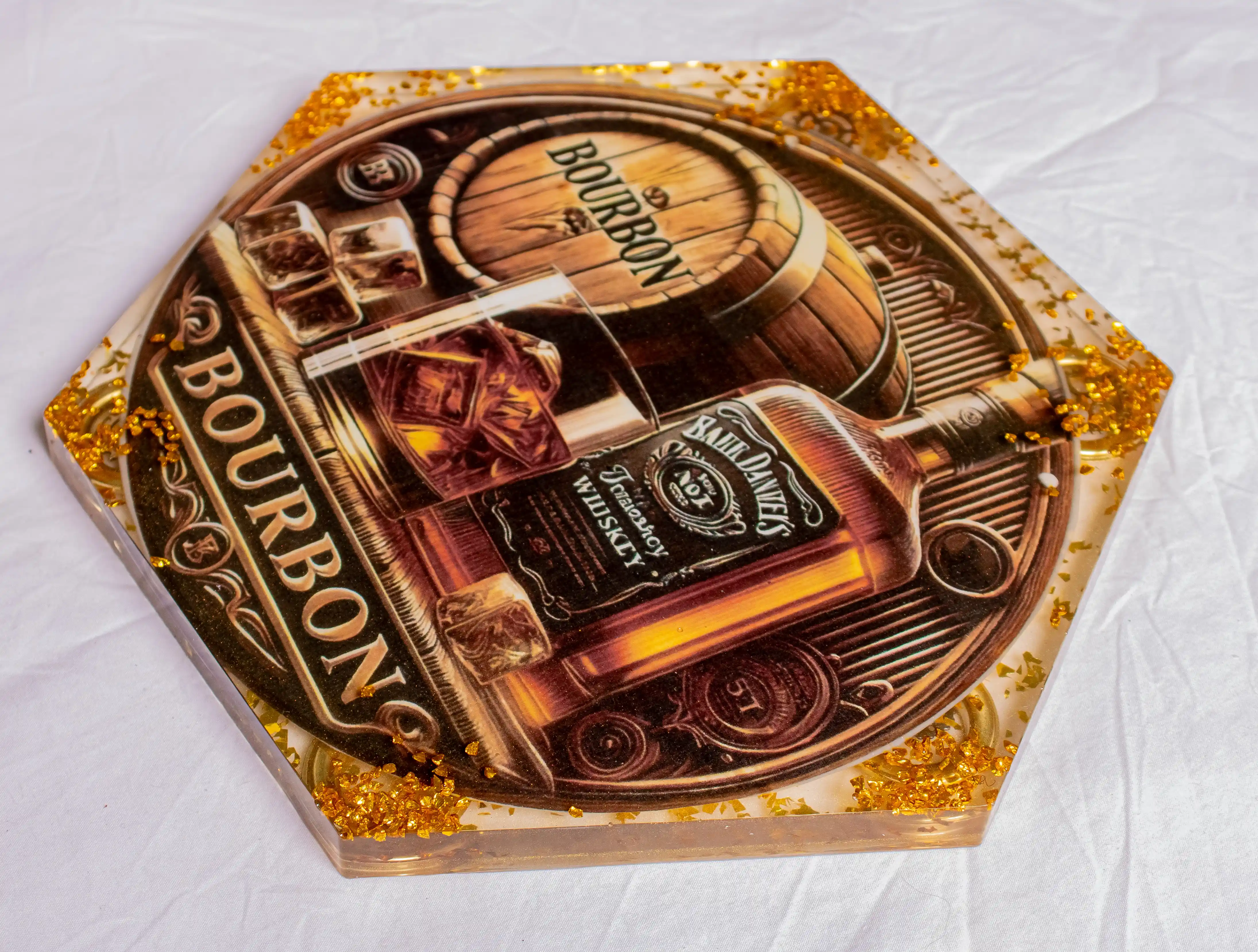 Bourbon Hexagon Resin Wall Art