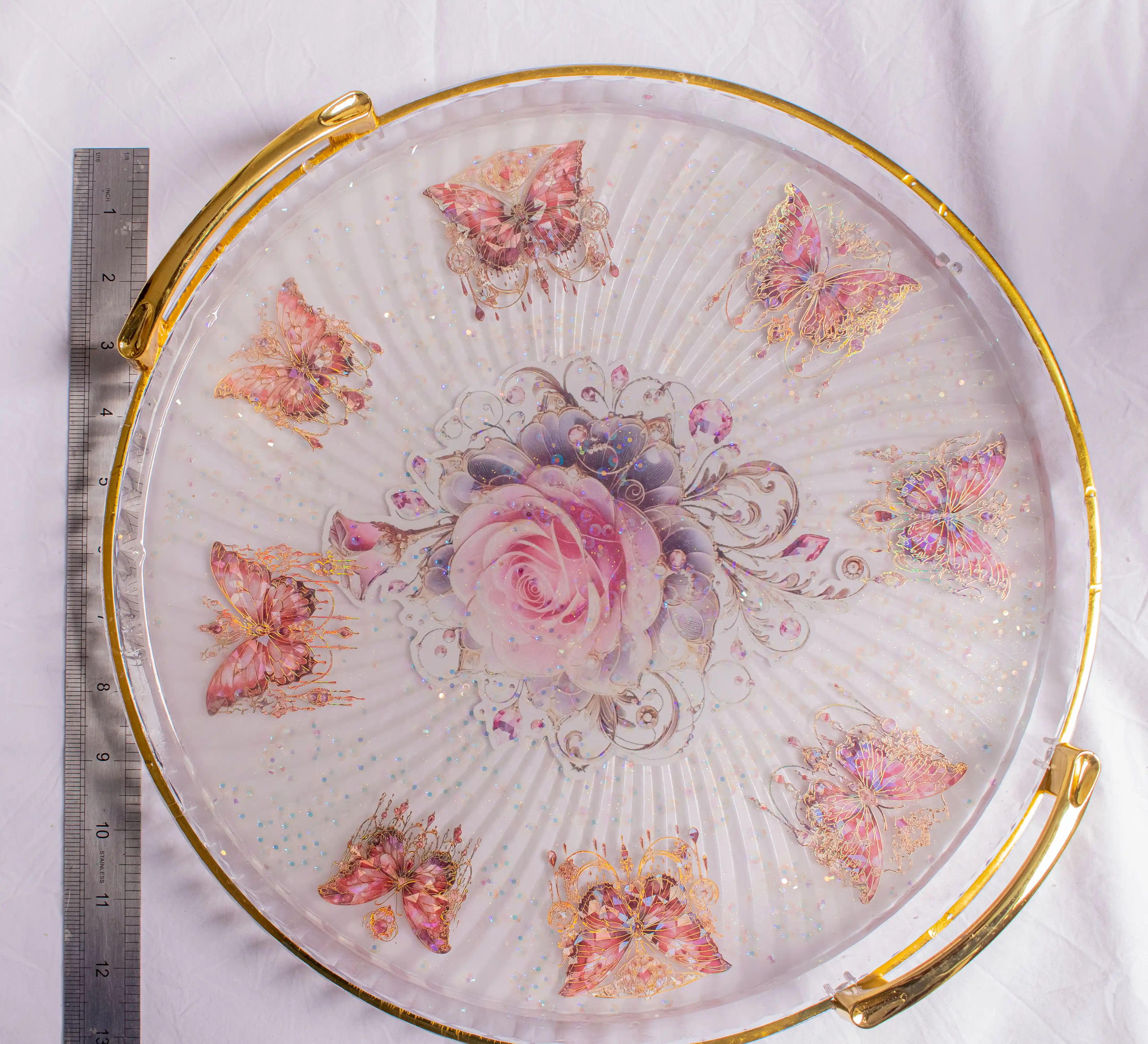 Butterfly Rose Resin Tray