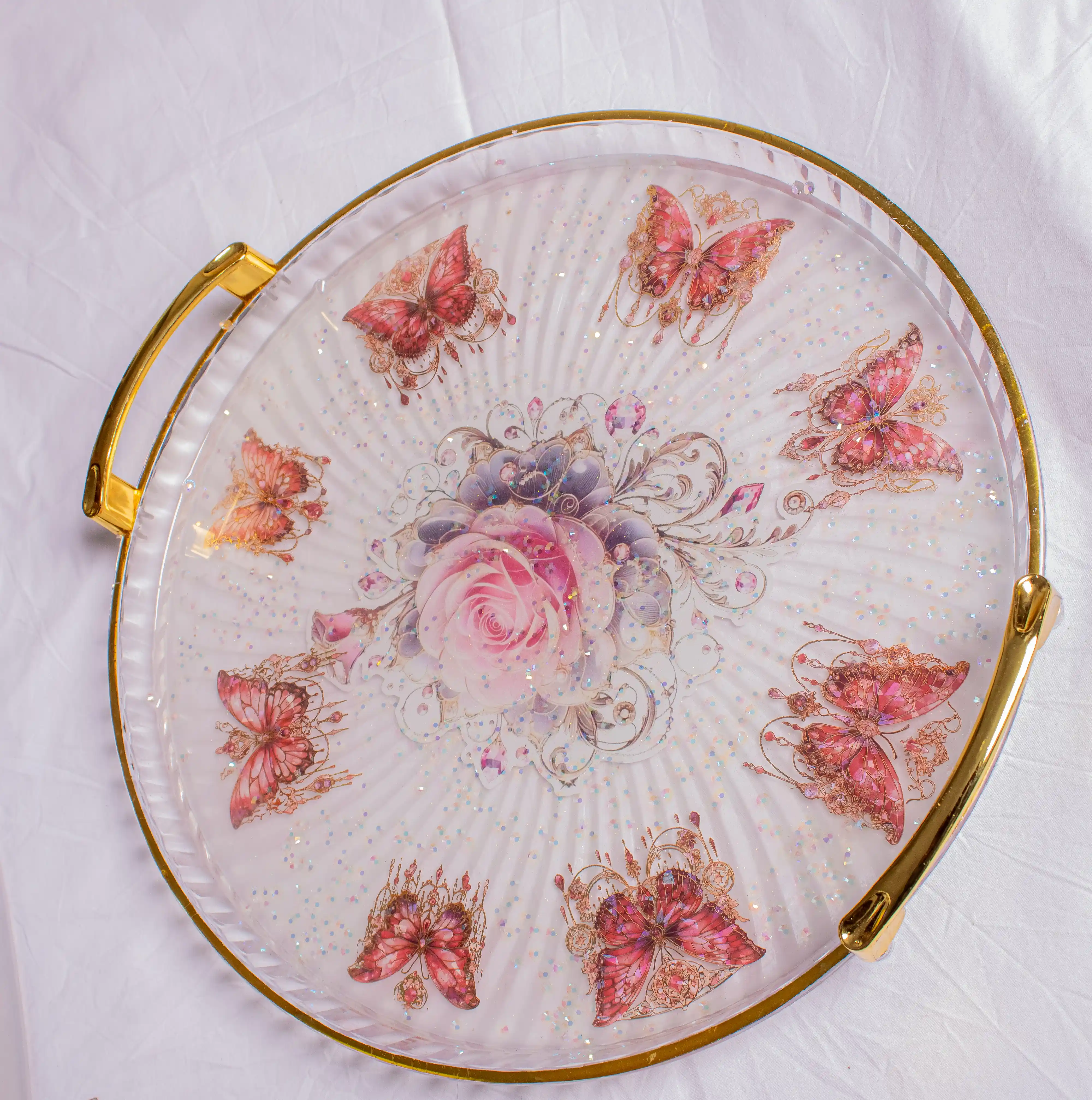 Butterfly Rose Resin Tray