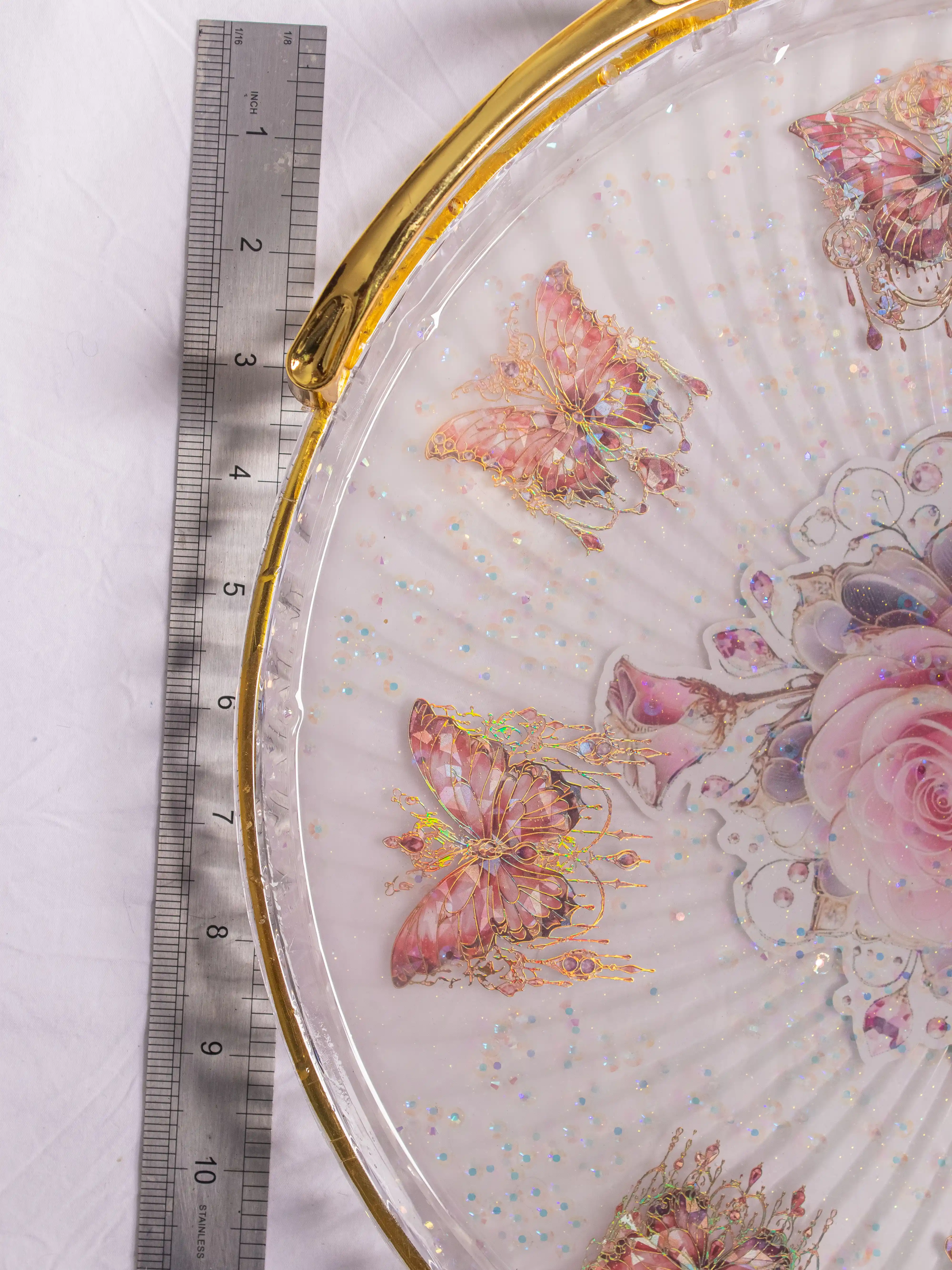 Butterfly Rose Resin Tray