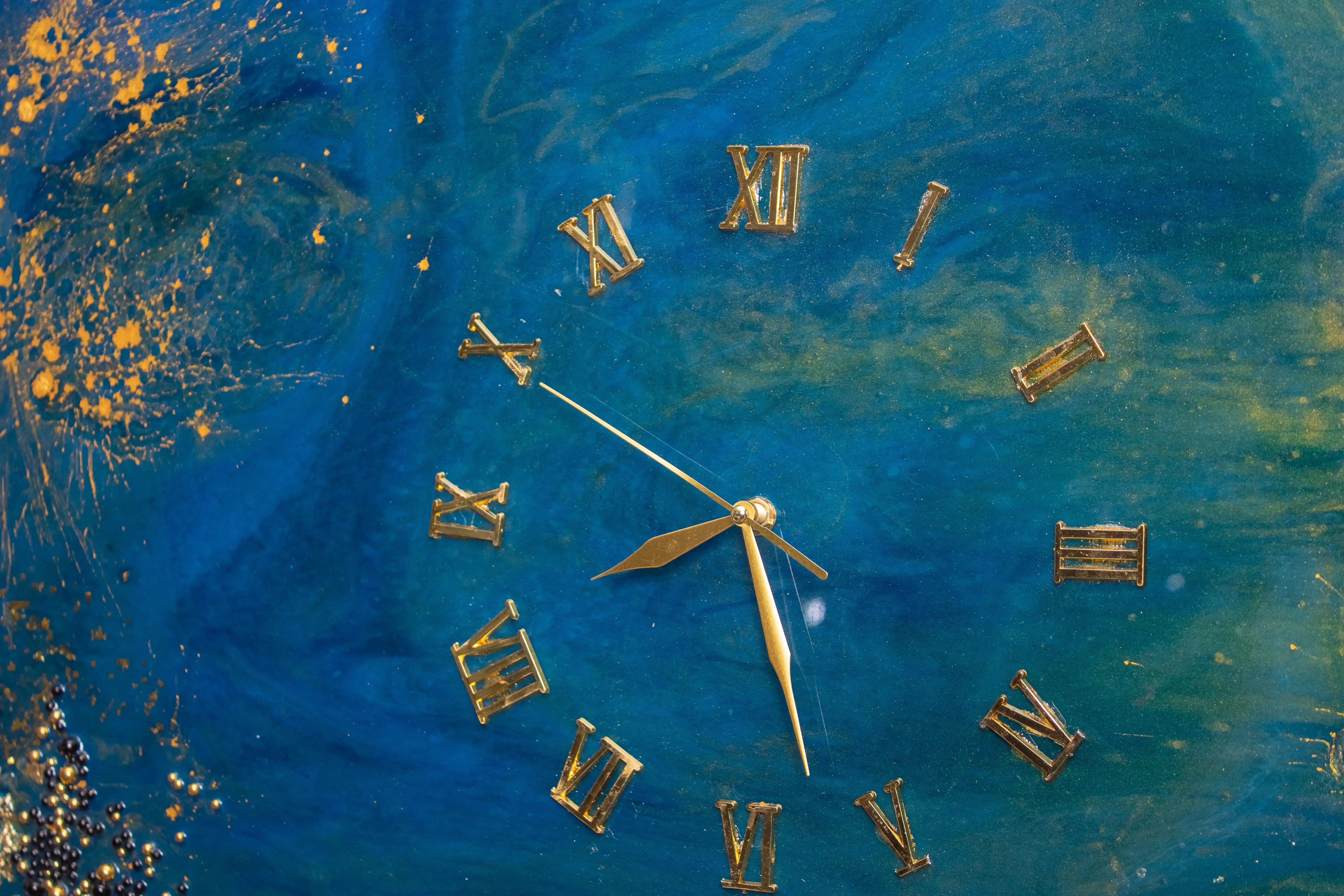 Cerulean Tide Gilded Resin Clock