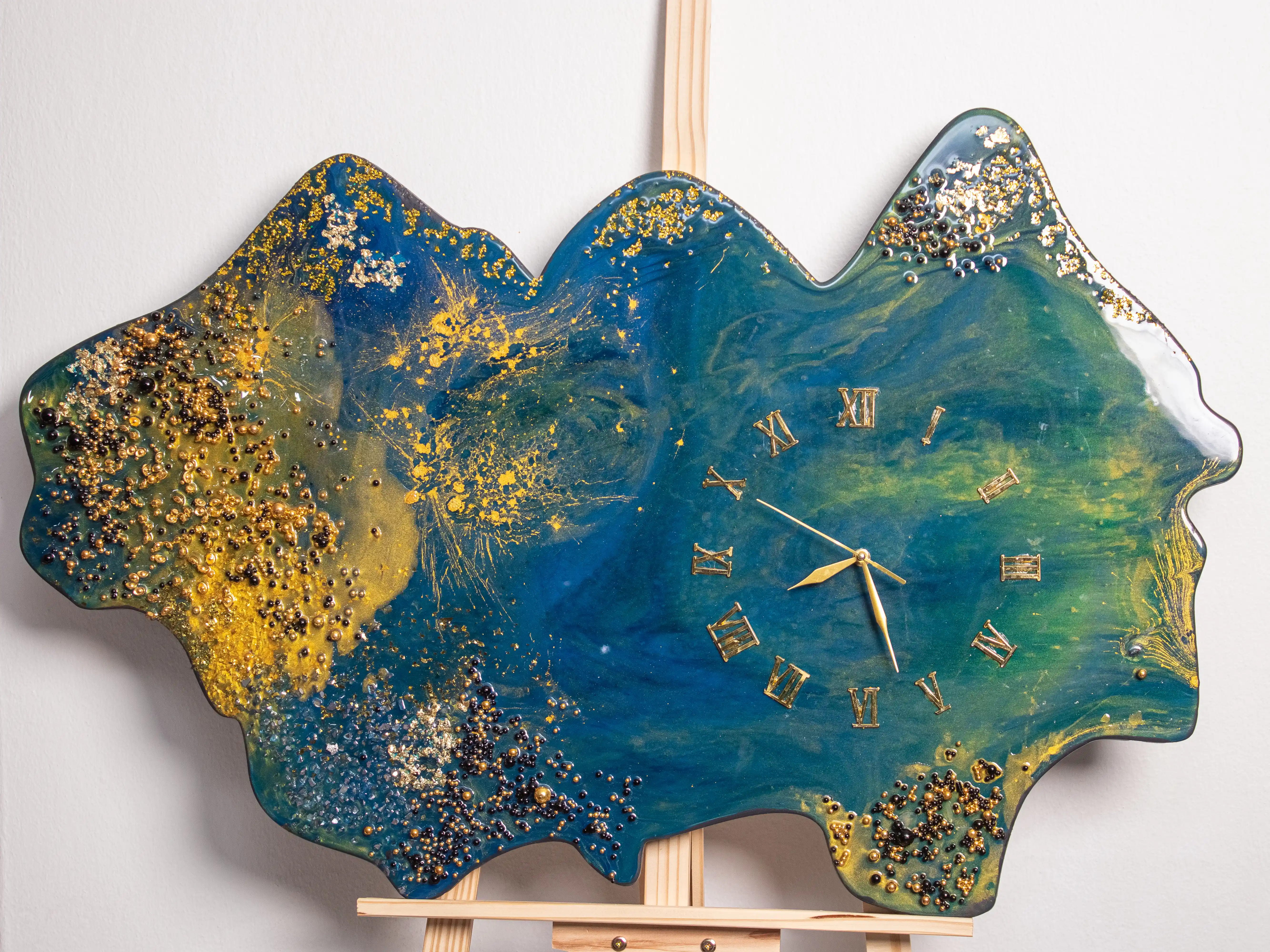 Cerulean Tide Gilded Resin Clock
