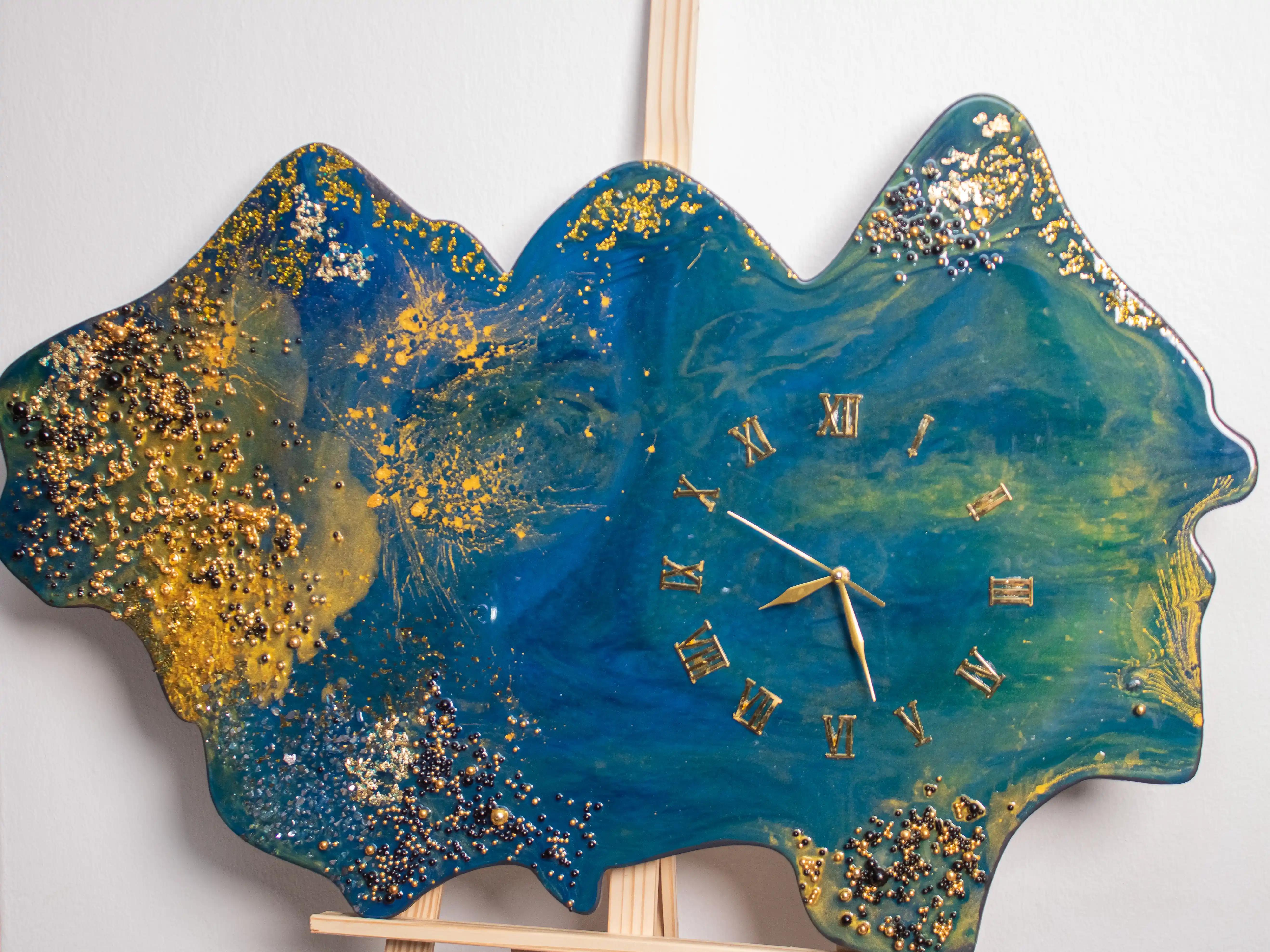 Cerulean Tide Gilded Resin Clock