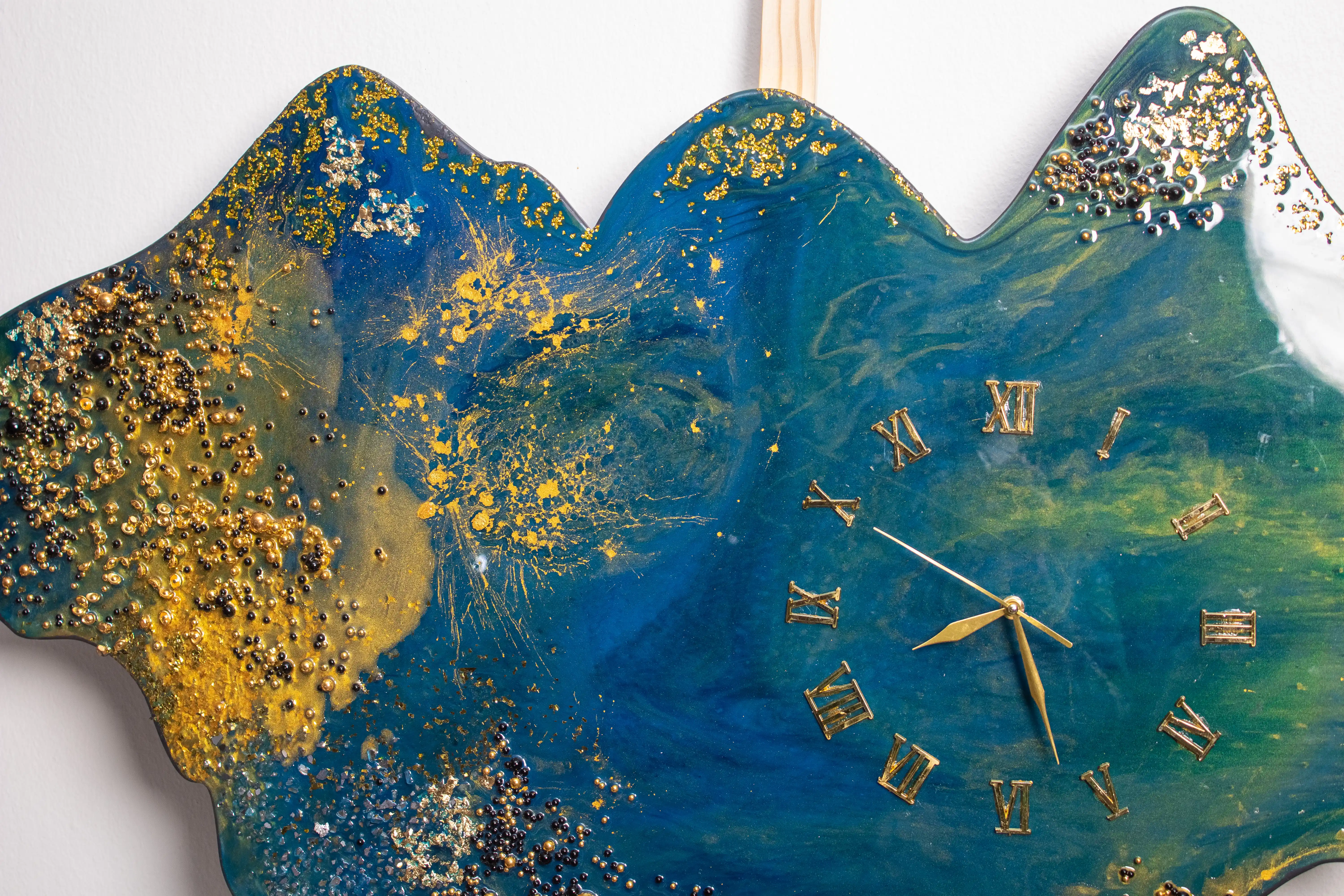Cerulean Tide Gilded Resin Clock