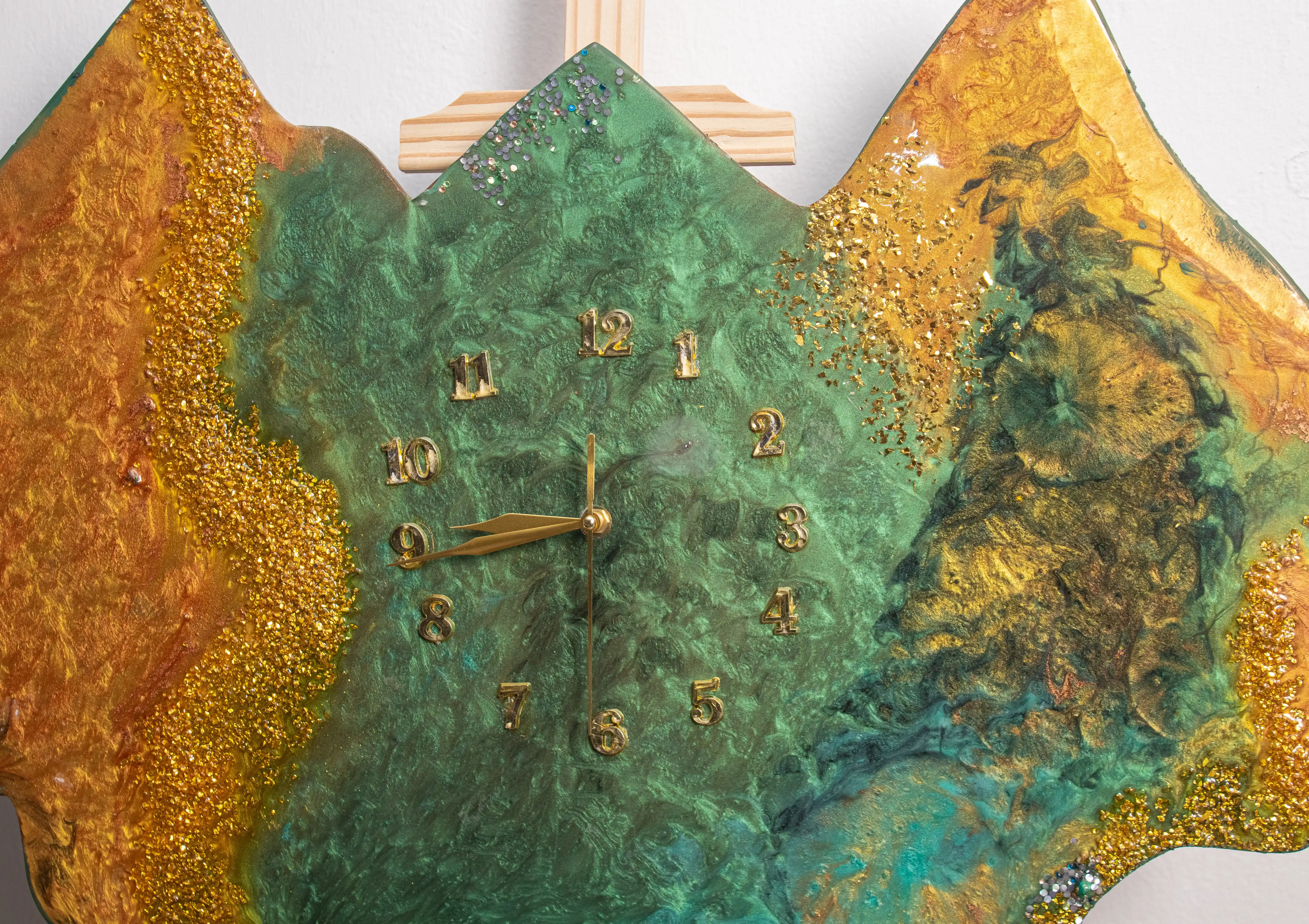 Emerald & Gold Geode Clock