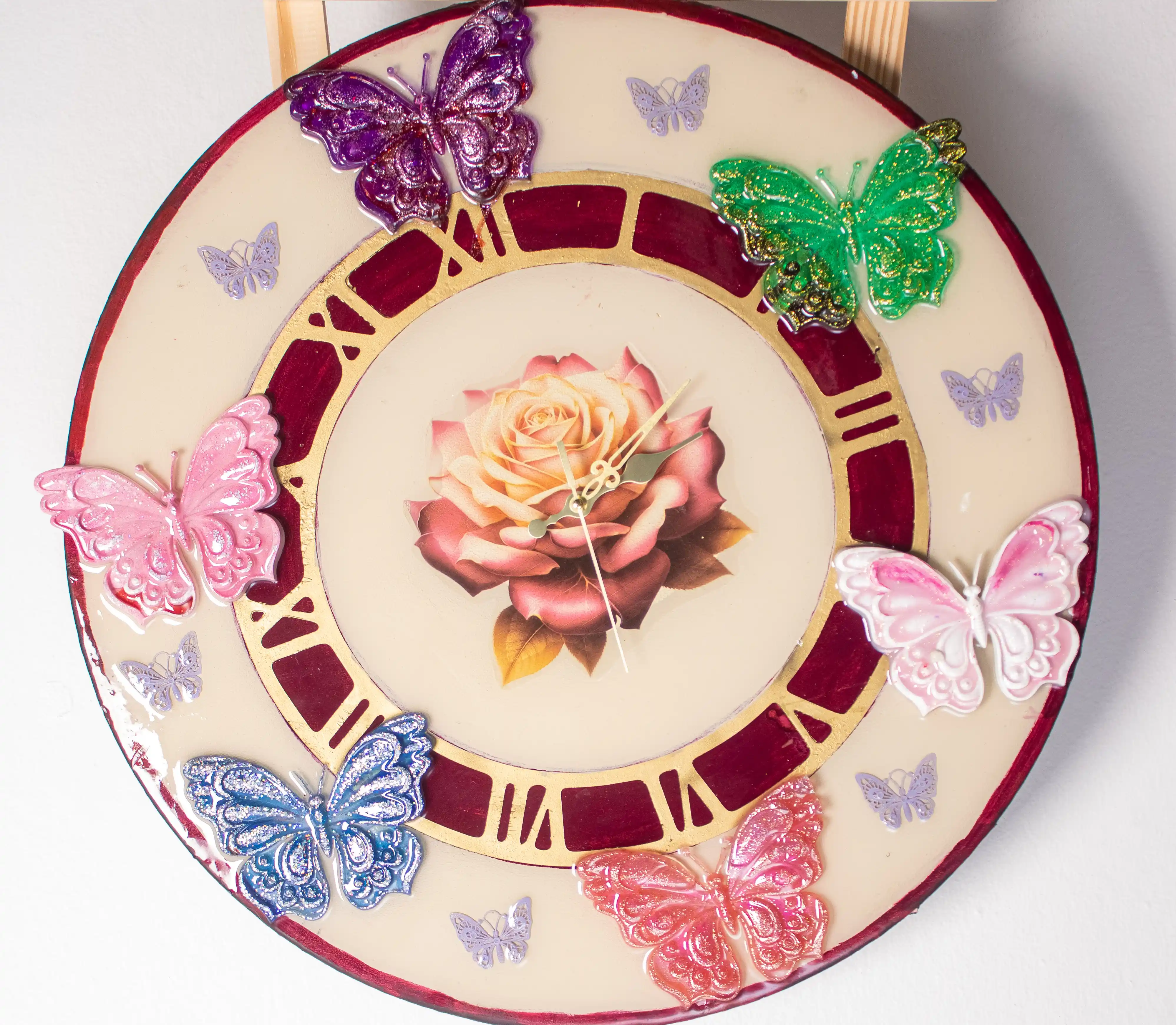 Enchanted Garden Butterfly Resin Clock