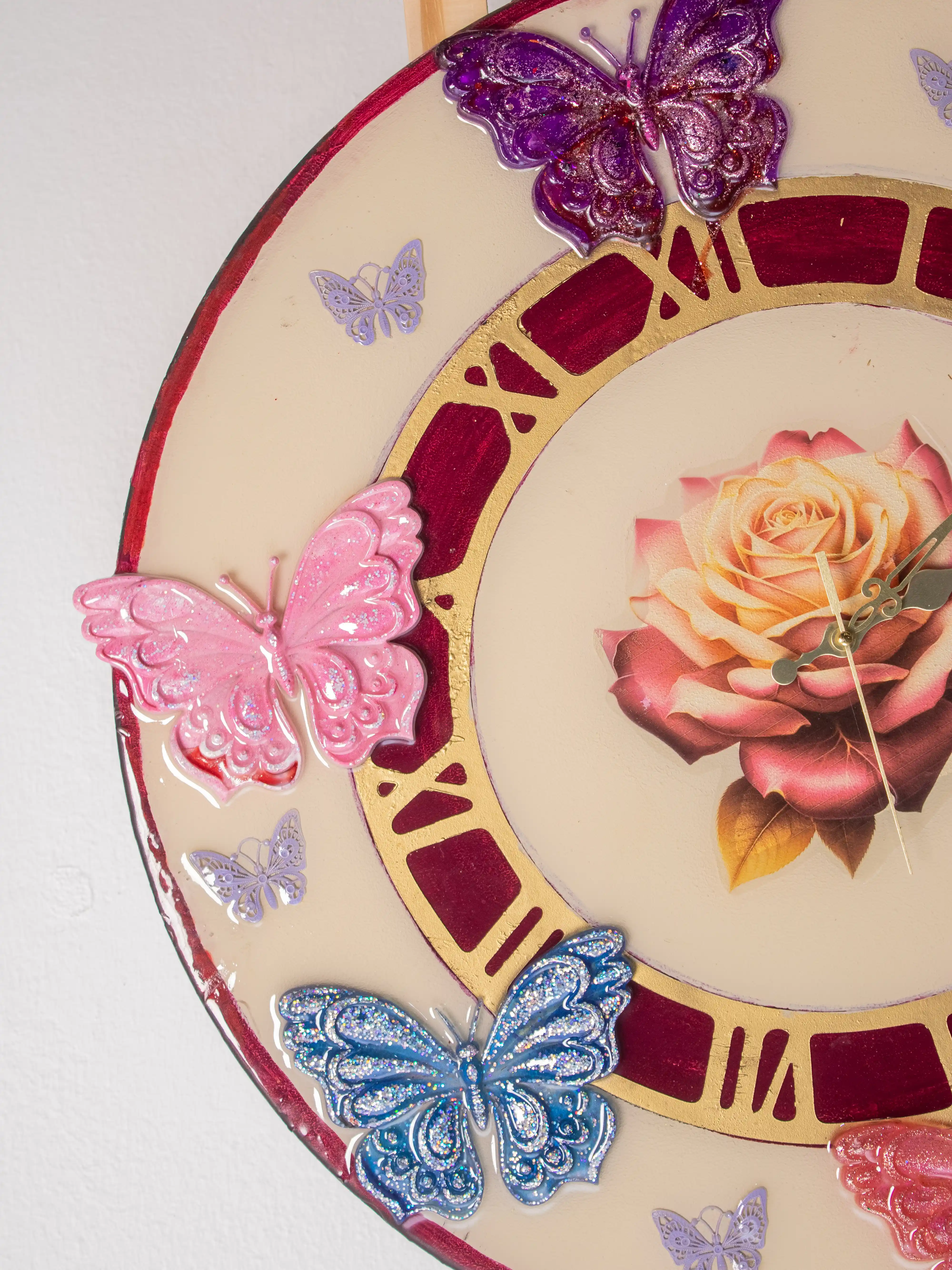Enchanted Garden Butterfly Resin Clock