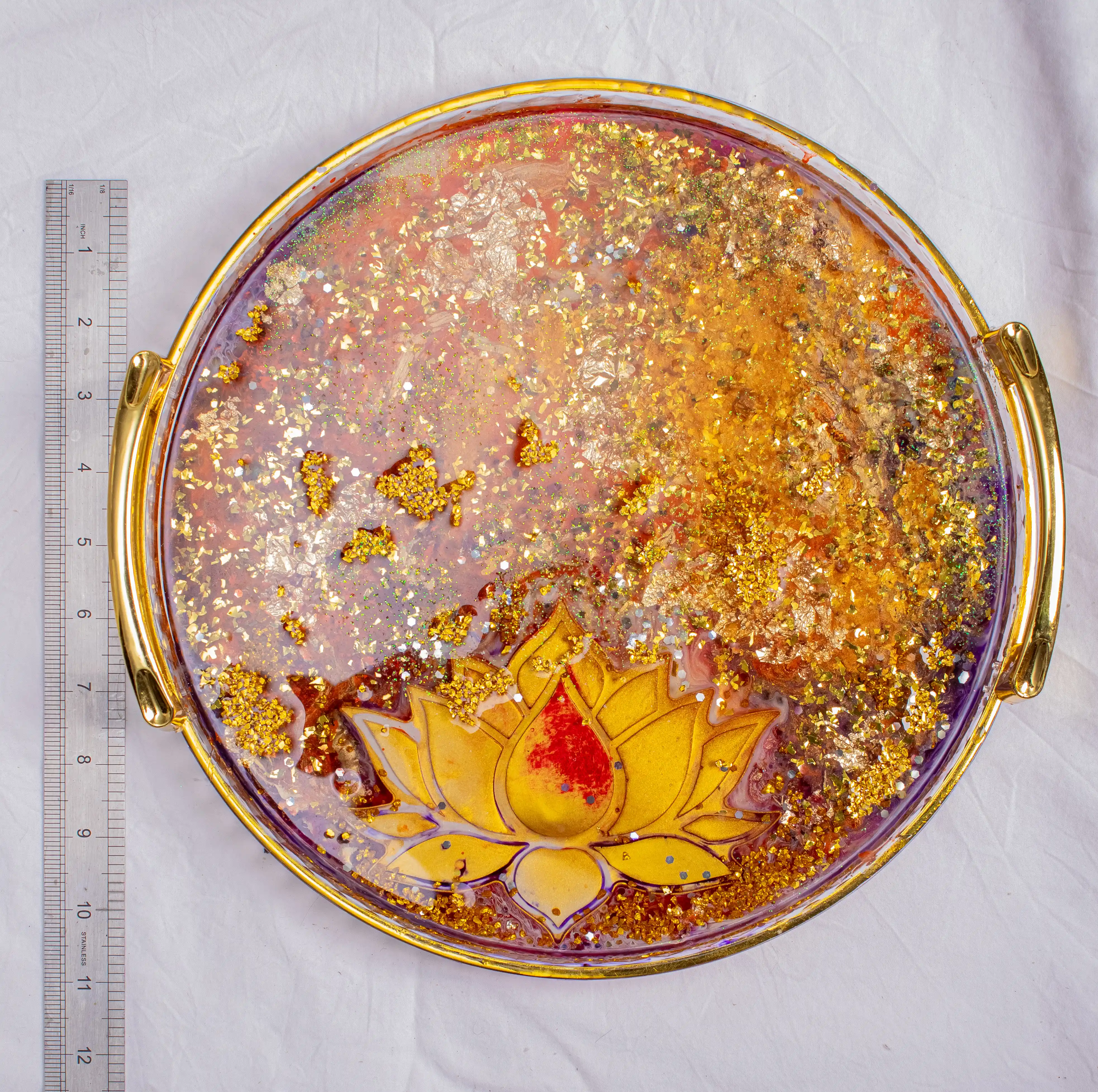 Golden Lotus Resin Tray