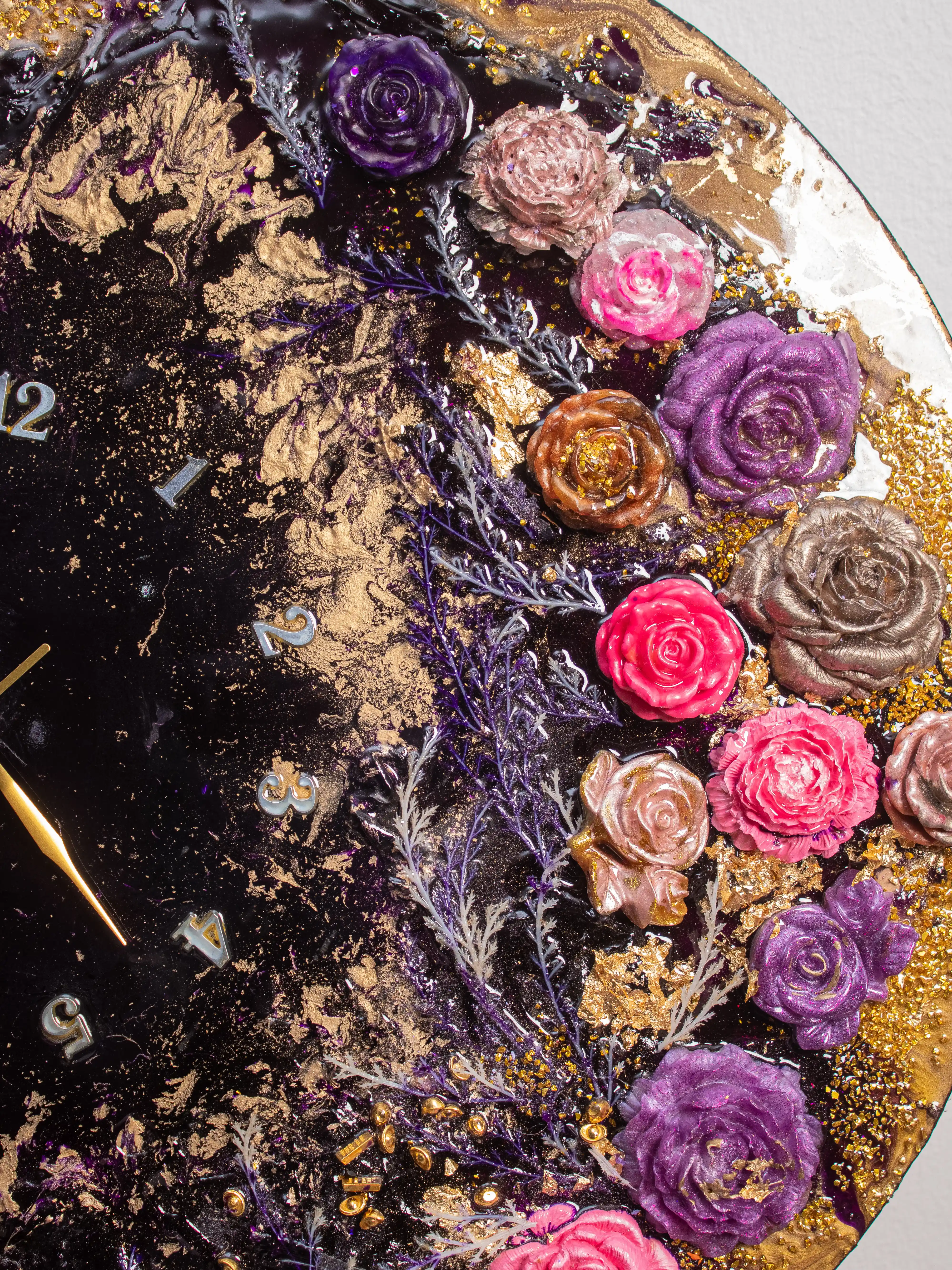 Midnight Bloom Resin Clock