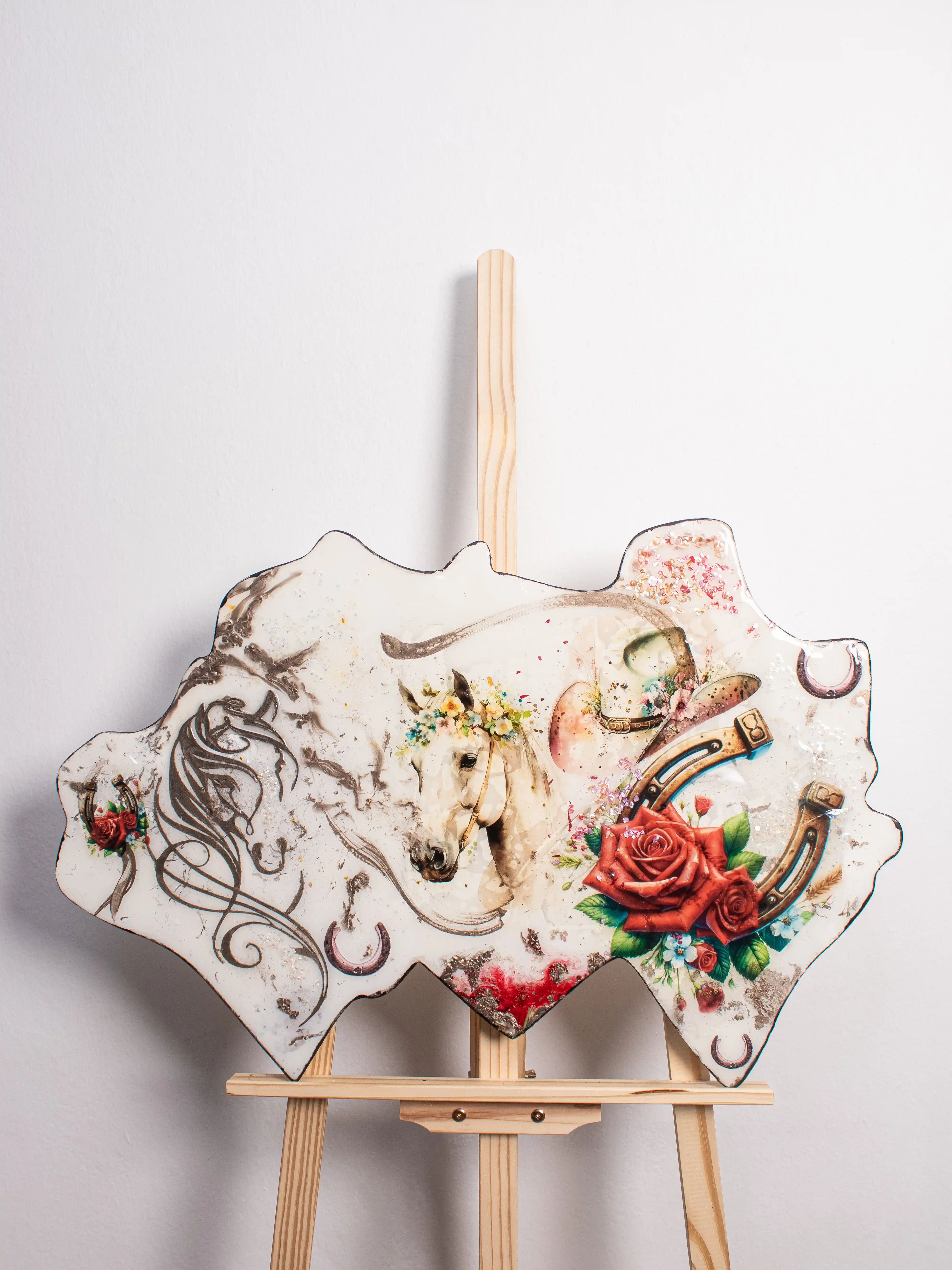 Rustic Horse & Roses Clock