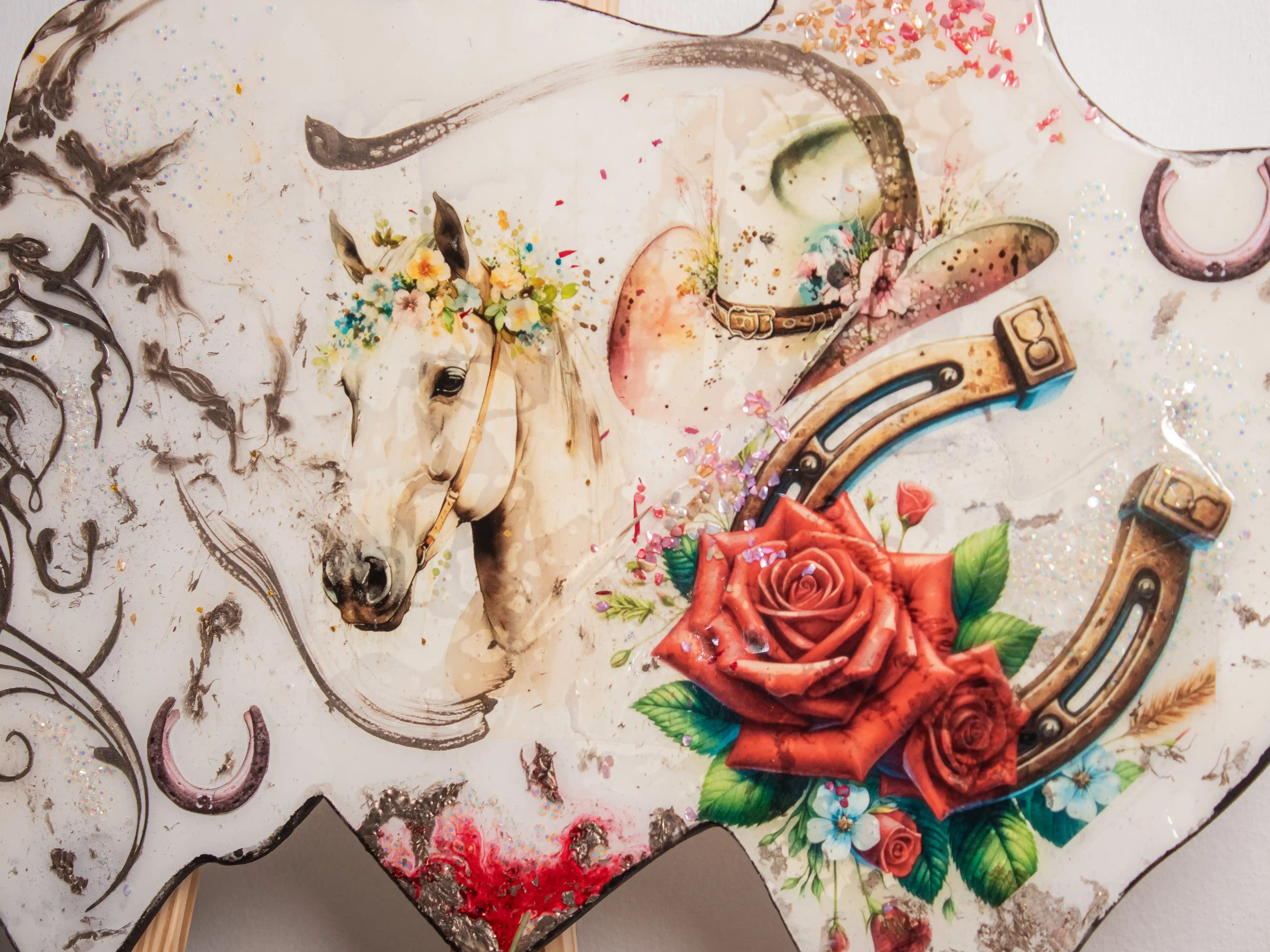 Rustic Horse & Roses Clock
