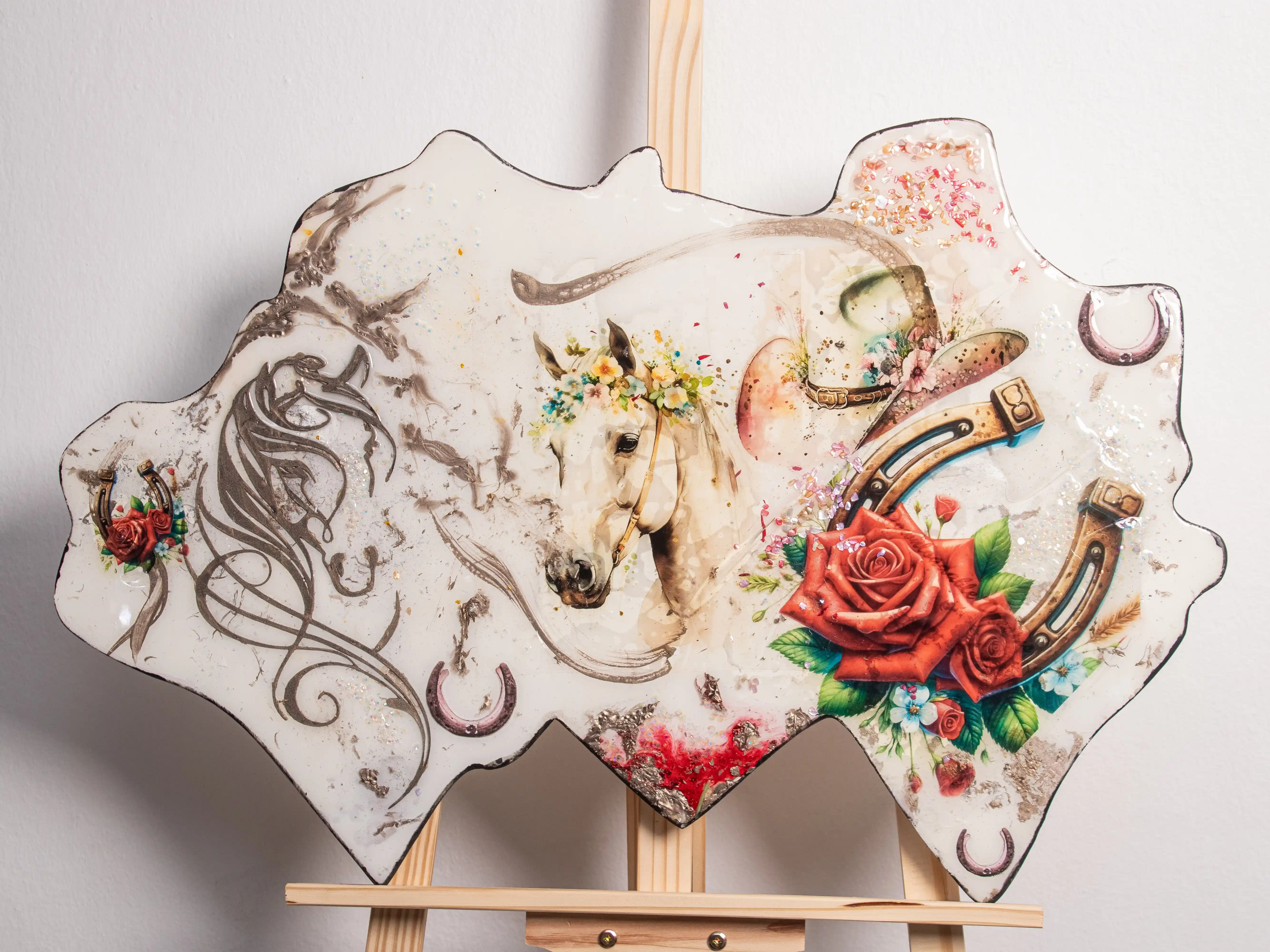 Rustic Horse & Roses Clock