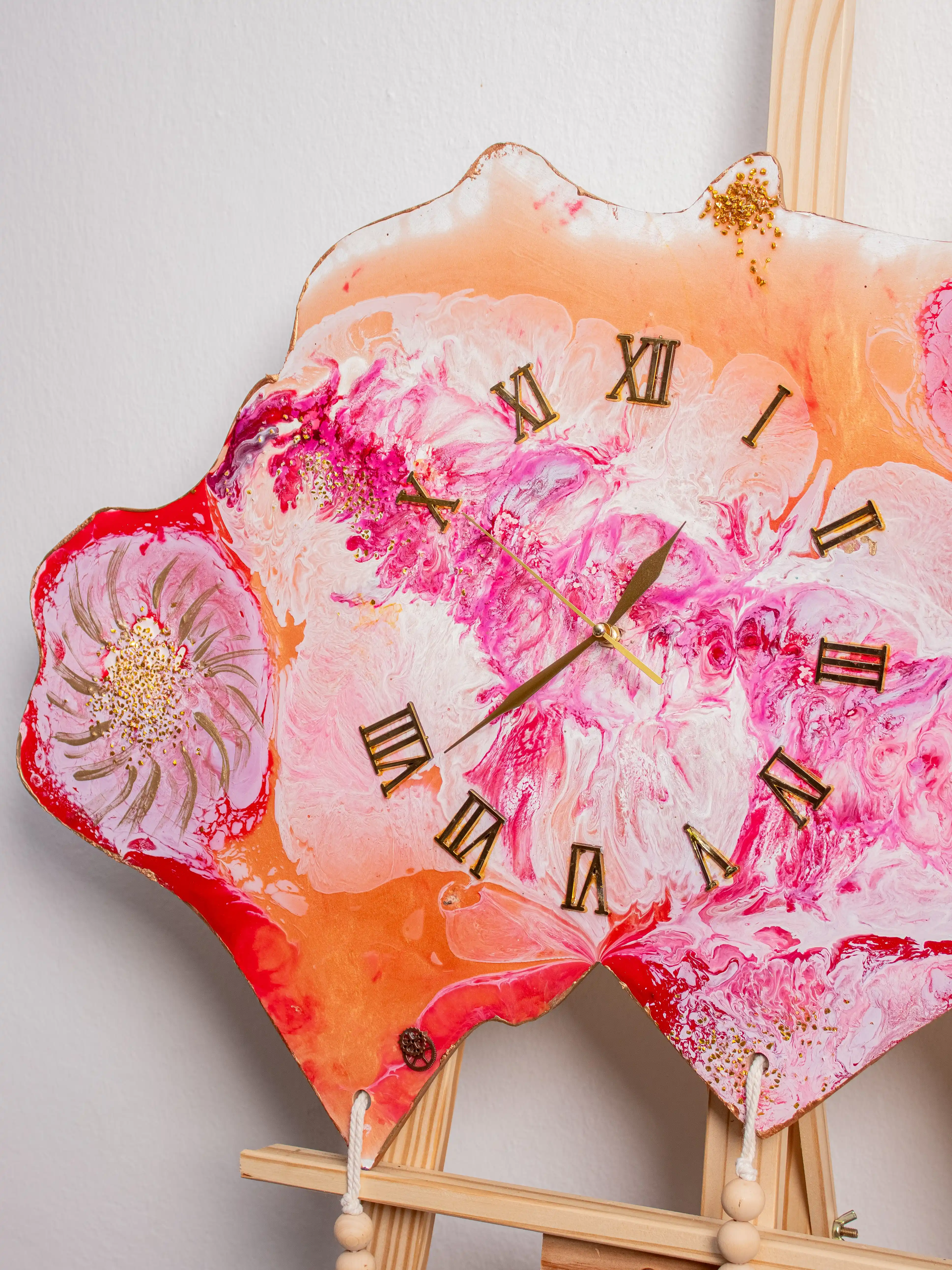 Tuscan Coral Bloom Resin Wall Clock