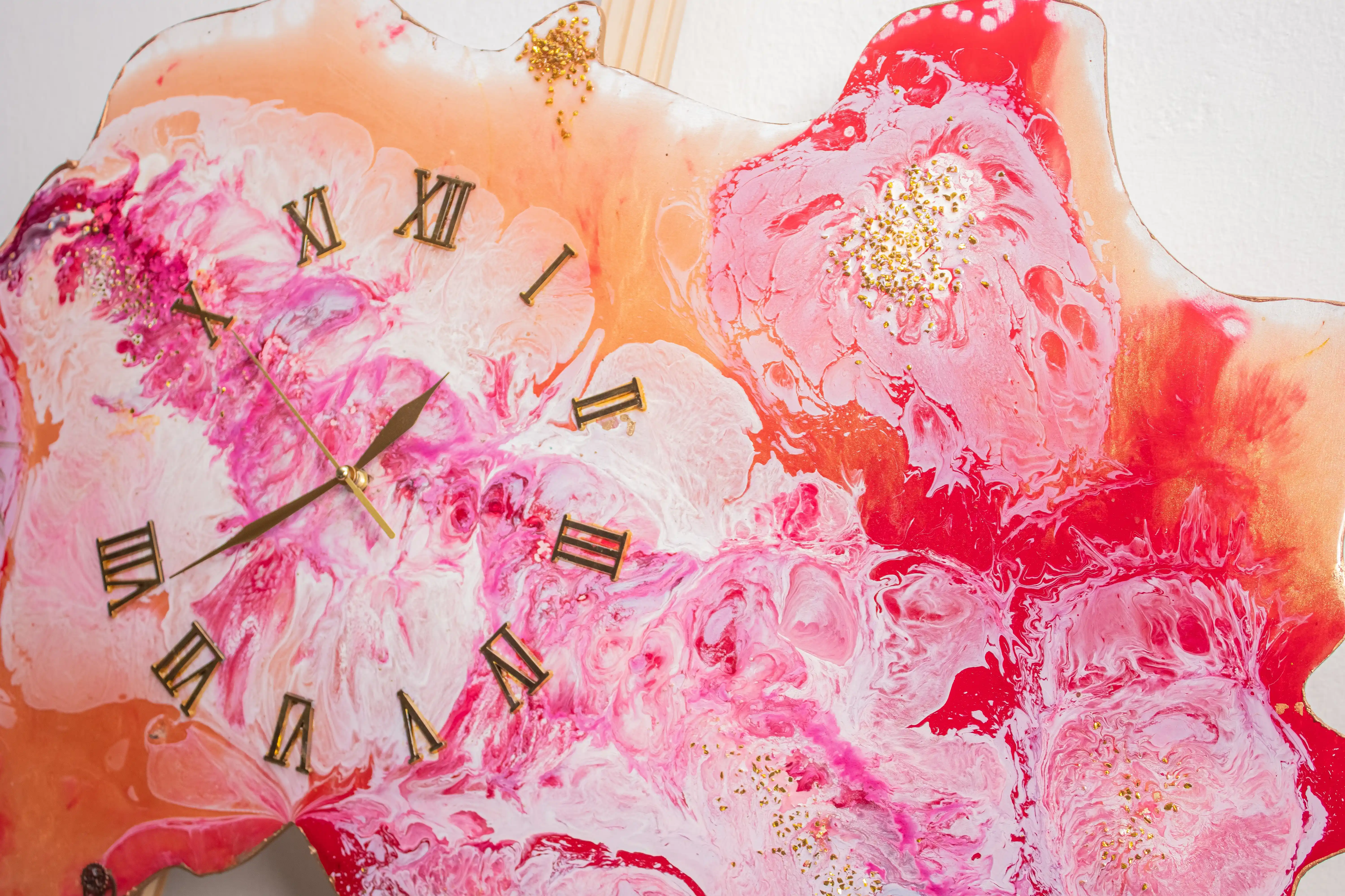 Tuscan Coral Bloom Resin Wall Clock