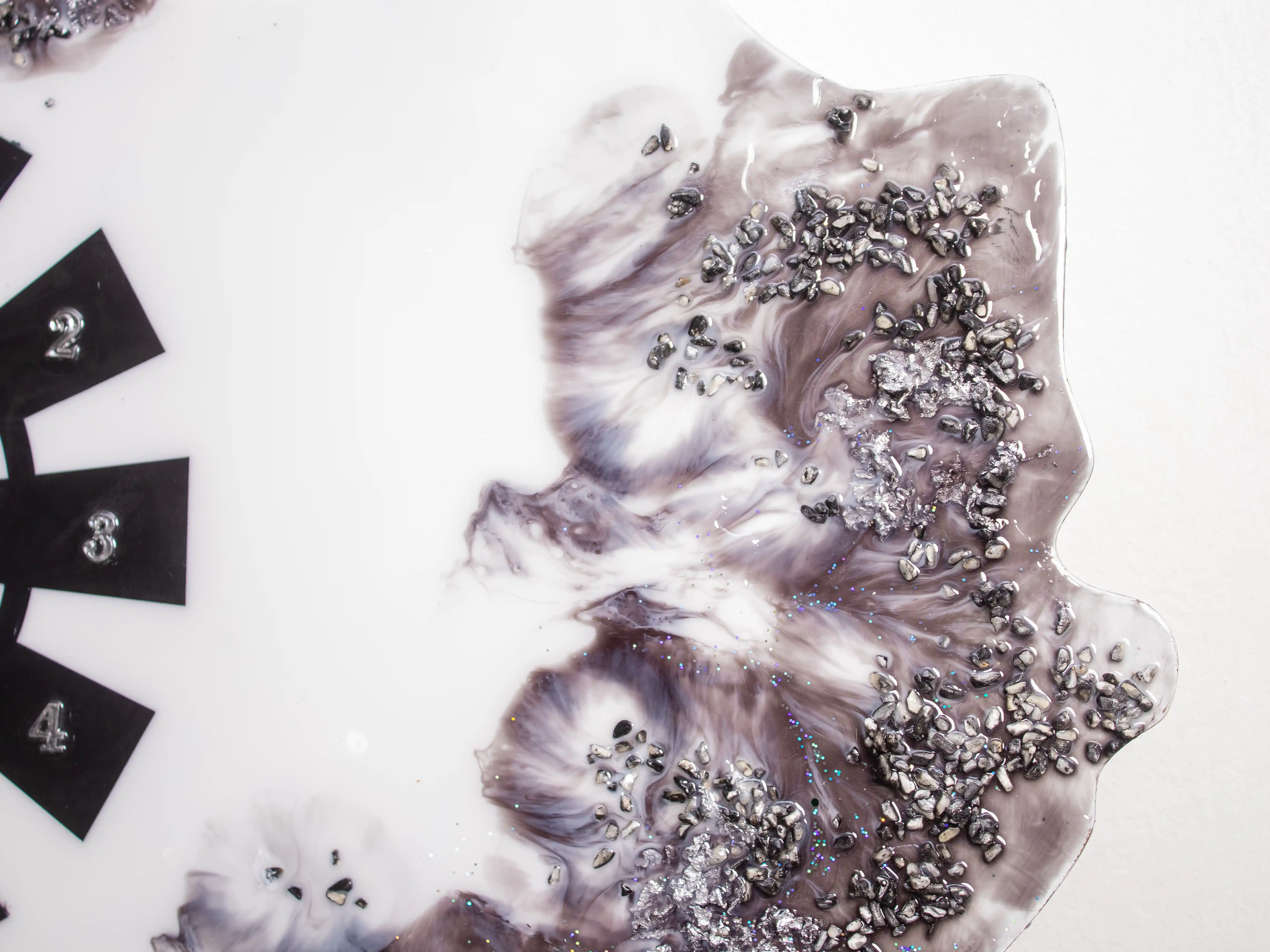White & Silver Geode Clock