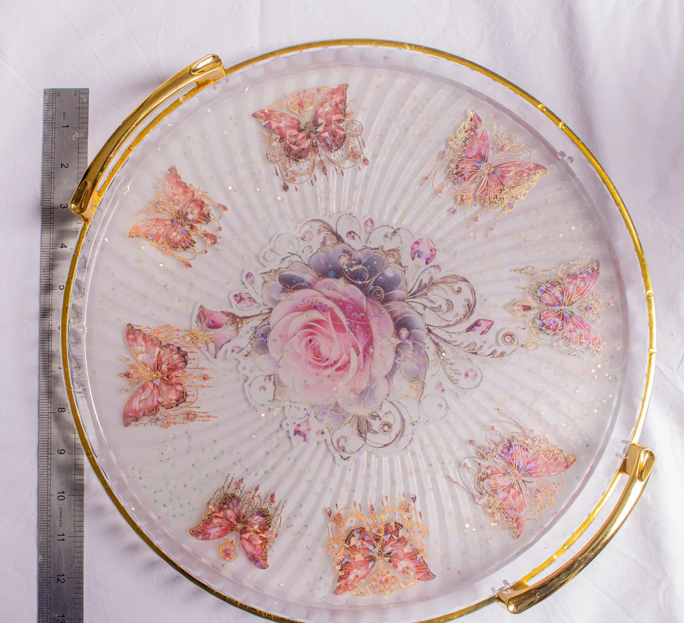 Butterfly Rose Resin Tray