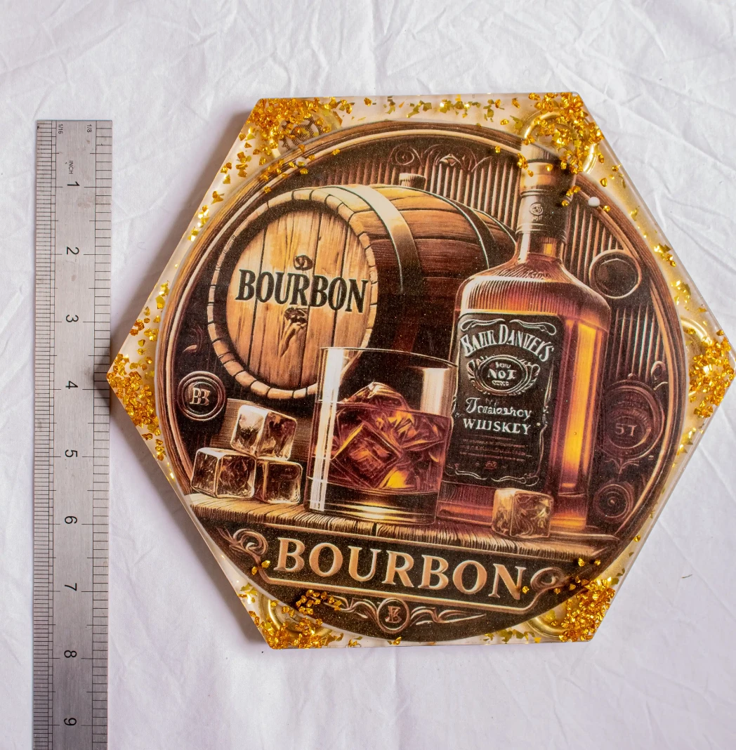 Bourbon Hexagon Resin Wall Art