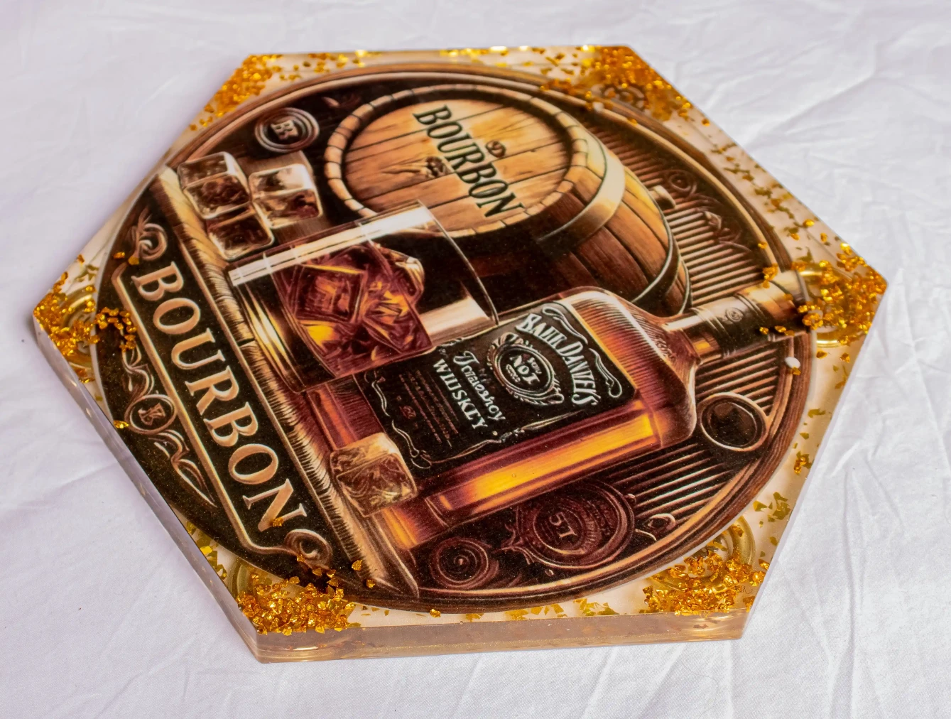 Bourbon Hexagon Resin Wall Art